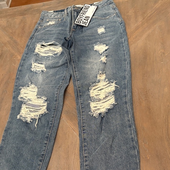 Almost Famous Blue Denim Boyfriend Jeans - Picture 1 of 5